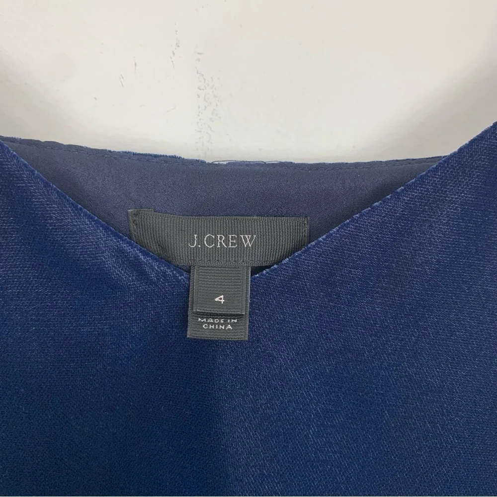 J. Crew Velvet Peplum Tank Navy Blue Size 4